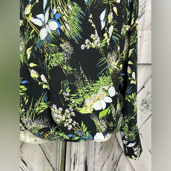 HALOGEN Cross Front Blouse Black Floral Size M - Picture 5 of 7